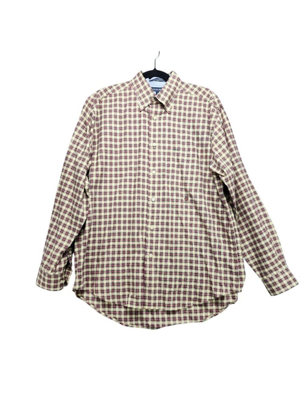 Tommy Hilfiger Shirt Mens Medium Red Plaid Button Down Long Sleeve